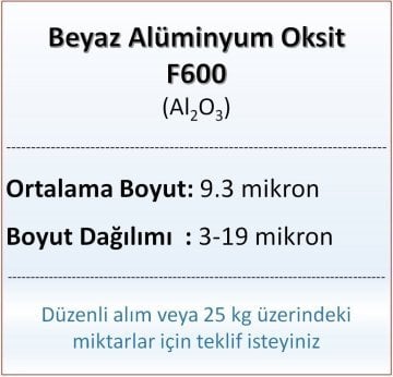 Alüminyum Oksit F600 - Al2O3 - 9.3 mikron - 1 KG