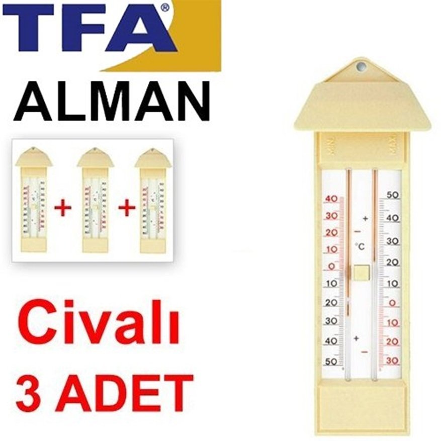 3 ADET TFA 10.3000.03 Plastik Maksimum-Minimum Termometre