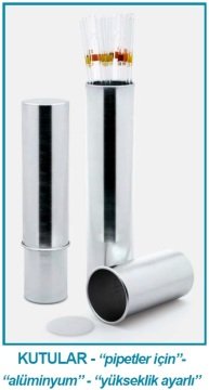 İSOLAB 022.03.002 pipet kutusu - aluminyum - 60 mm çap - 145 / 235 mm H (1 adet)