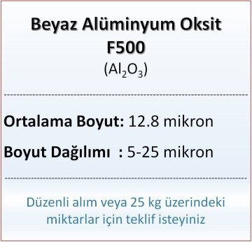 Alüminyum Oksit F500 - Al2O3 - 12.8 mikron - 25 KG