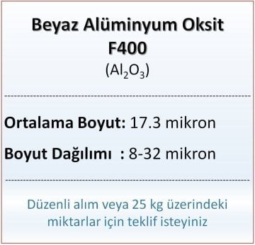 Alüminyum Oksit F400 - Al2O3 - 17.3 mikron - 25 KG