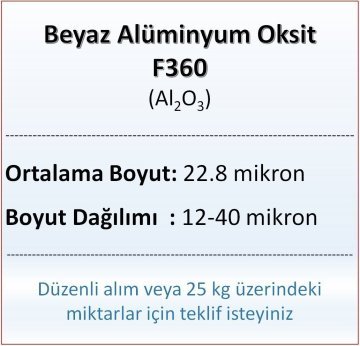 Alüminyum Oksit F360 - Al2O3 - 22.8 mikron - 1 KG