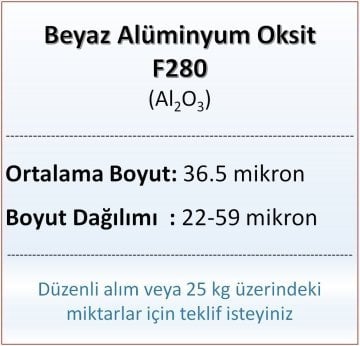 Alüminyum Oksit F280 - Al2O3 - 36.5 mikron - 10 KG