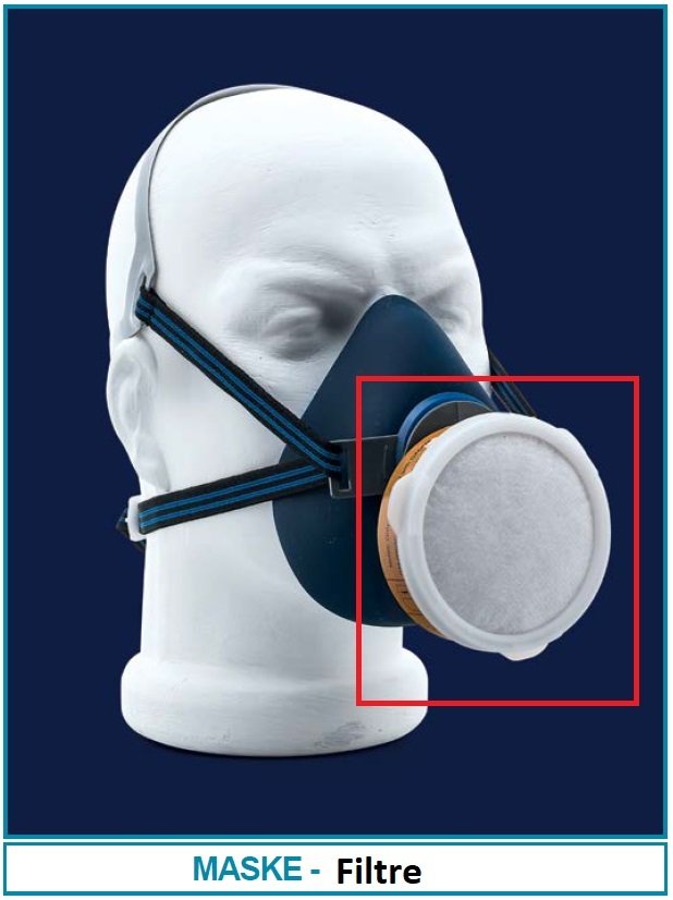 İSOLAB 080.44.101 yedek filtre - yarım yüz maskesi için (1 adet)
