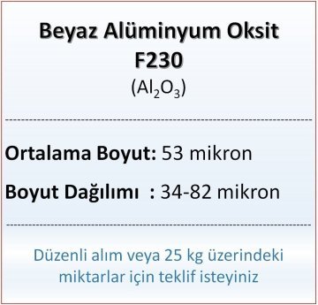 Alüminyum Oksit F230 - Al2O3 - 53 mikron - 500 gram
