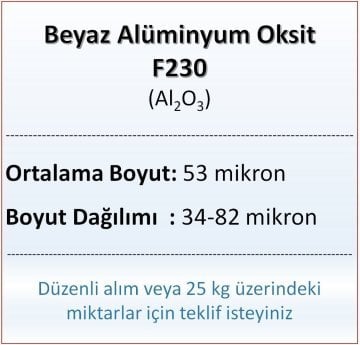 Alüminyum Oksit F230 - Al2O3 - 53 mikron - 10 KG