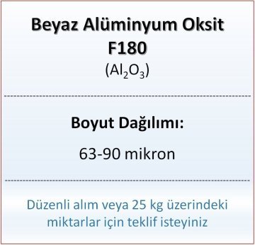 Alüminyum Oksit F180 - Al2O3 - 63-90mikron - 10 KG
