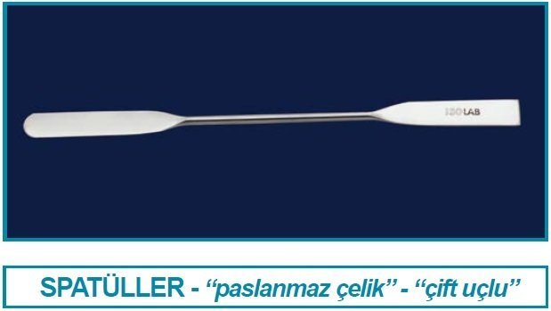 İSOLAB 047.07.210 spatül - paslanmaz çelik - çift uçlu - düz - 210 mm (1 adet)