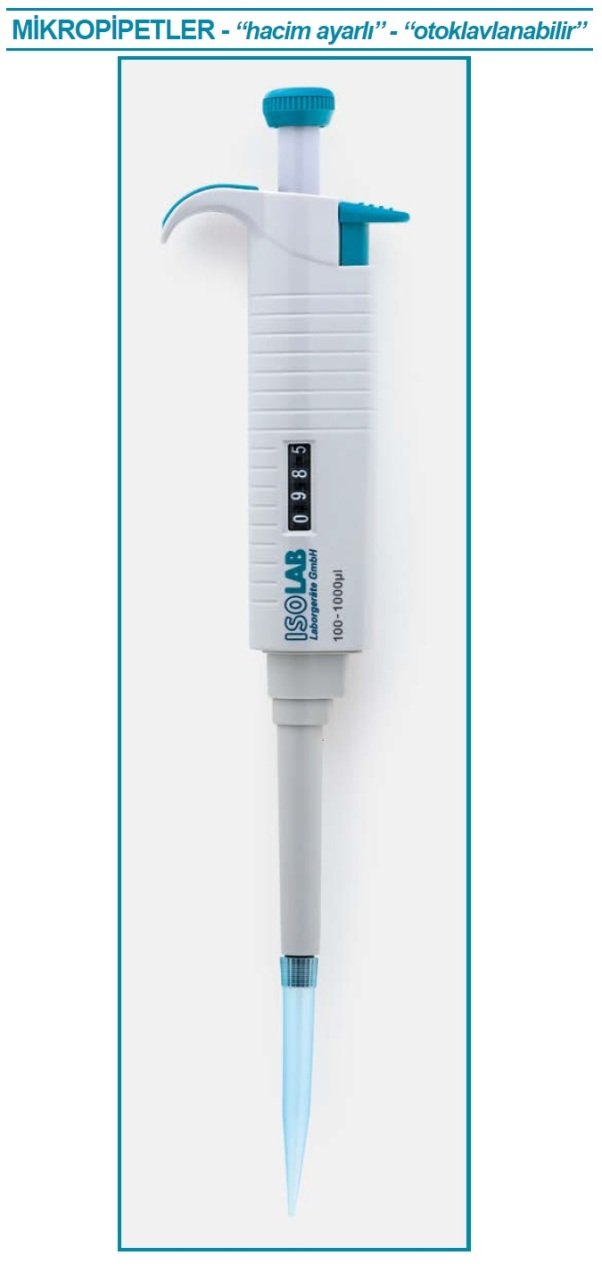 İSOLAB 011.05.020 otomatik pipet - ISOLAB - tek kanal - otoklavlanabilir - 2-20 ul (1 adet)
