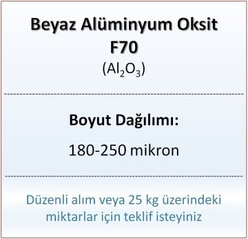Alüminyum Oksit F70 - Al2O3 - 180-250mikron - 25 KG