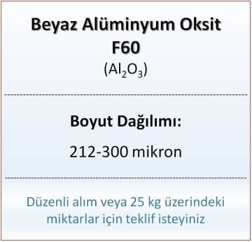 Alüminyum Oksit F60 - Al2O3 - 212-300mikron - 10 KG