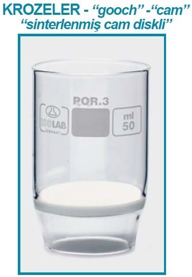 İSOLAB 043.02.051 kroze - gooch - sinter cam filtreli - 2D - por 1 - 50ml (1 adet)