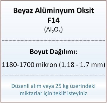 Alüminyum Oksit F14 - Al2O3 - 1180-1700mikron - 1 KG