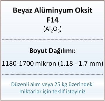 Alüminyum Oksit F14 - Al2O3 - 1180-1700mikron - 10 KG