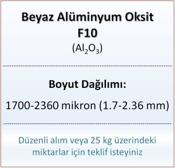 Alüminyum Oksit F10 - Al2O3 - 1700-2360mikron - 10 KG
