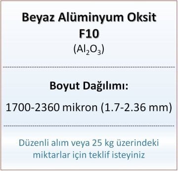 Alüminyum Oksit F10 - Al2O3 - 1700-2360mikron - 25 KG