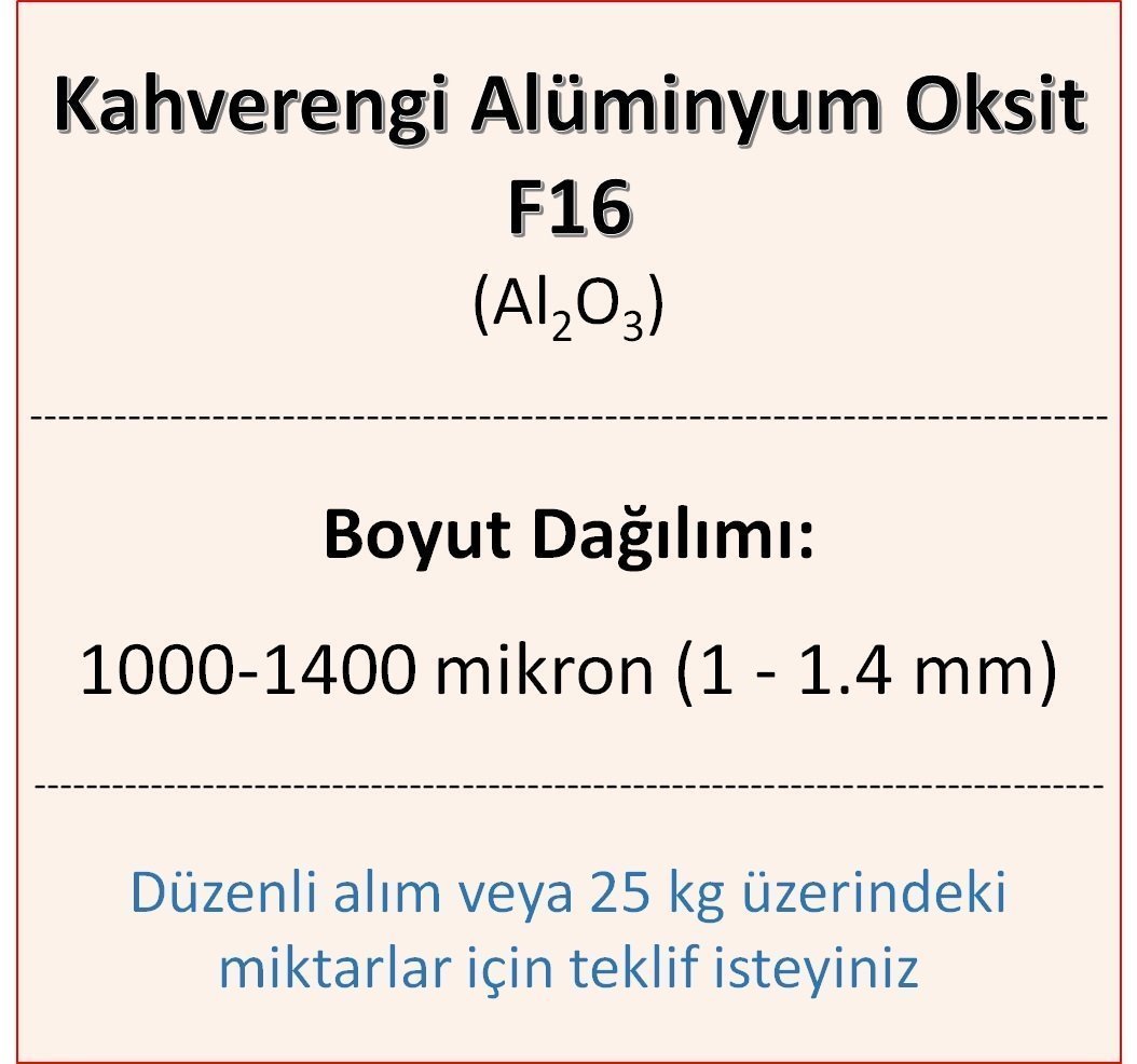 Kahverengi Alüminyum Oksit F16 - Al2O3 - 1000-1400mikron 5 kg