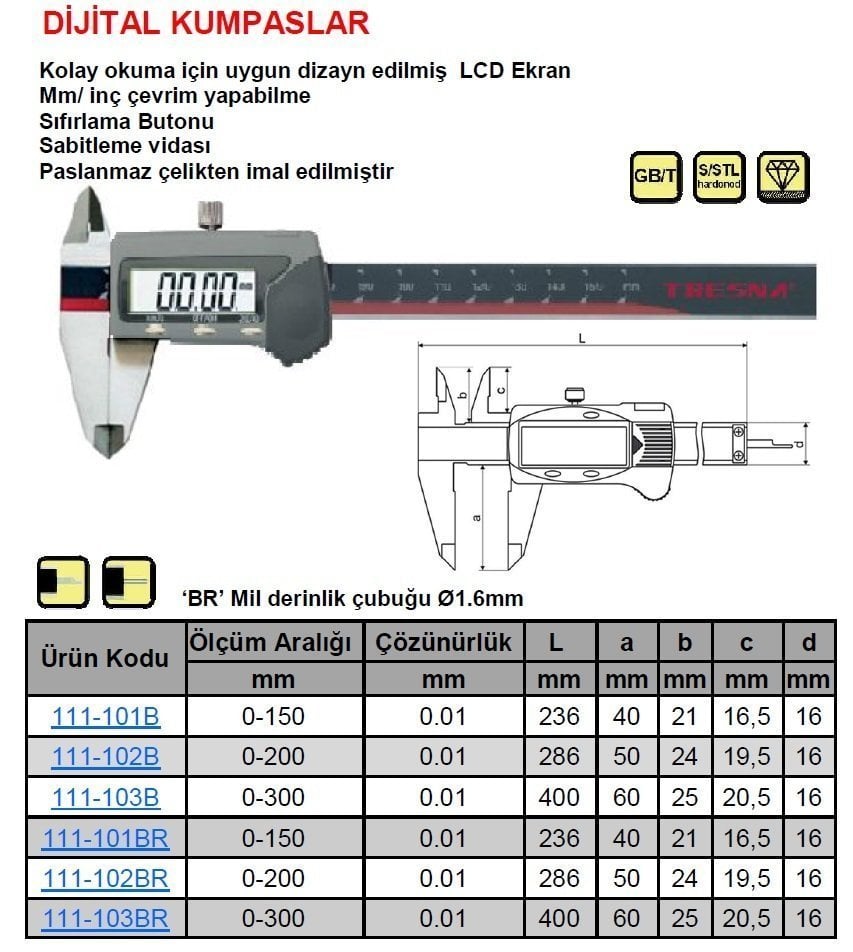 Standart Dijital Kumpas 200mm