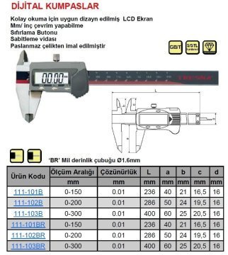 Standart Dijital Kumpas 200mm