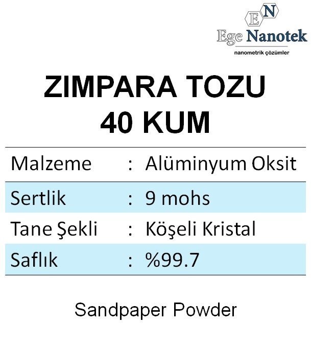 40 Kum Zımpara Tozu Alüminyum Oksit Alümina P40