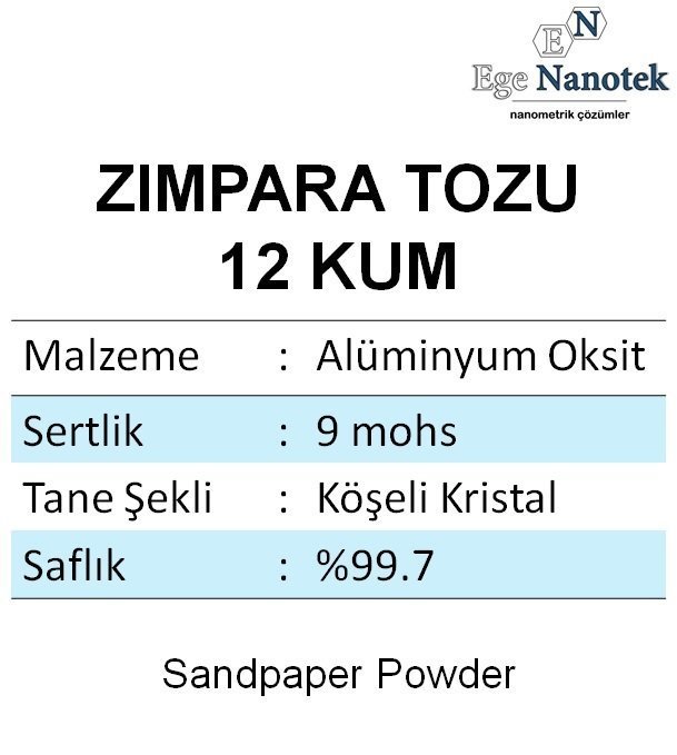 12 Kum Zımpara Tozu Alüminyum Oksit Alümina P12