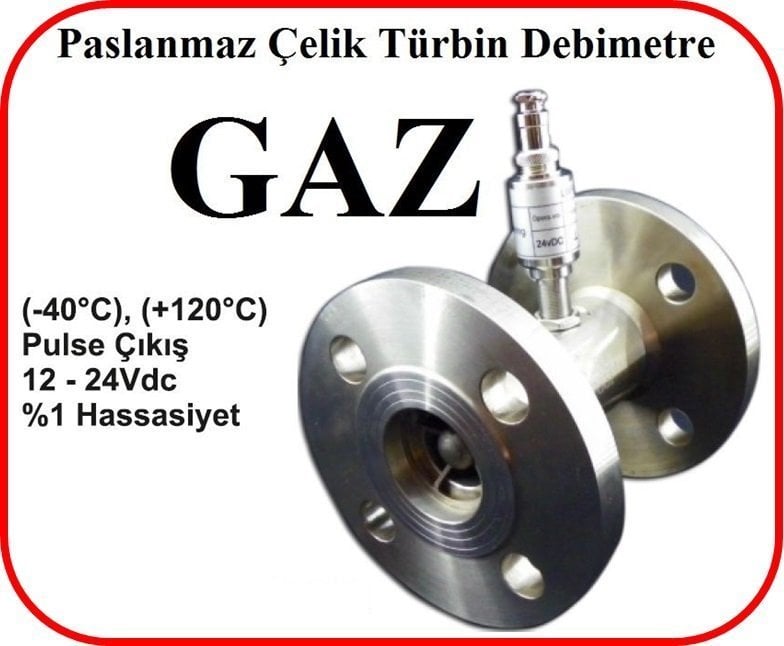 Paslanmaz Çelik Türbin Debimetre Gaz DN40 8.4-84 m3/saat Flanşlı