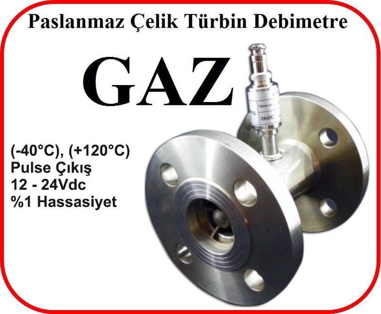 Paslanmaz Çelik Türbin Debimetre Gaz DN25 6-42 m3/saat Flanşlı