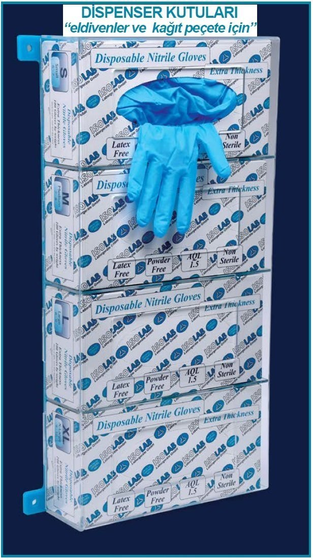 İSOLAB 080.05.001 dispenser kutusu - standart eldiven için (1 adet)