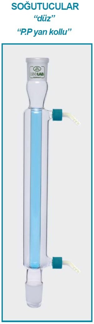 İSOLAB 033.12.160 soğutucu - düz - 160 mm - dişi şilif : NS 14/23 - erkek şilif : NS 14/23 - P.P yan kol (1 adet)