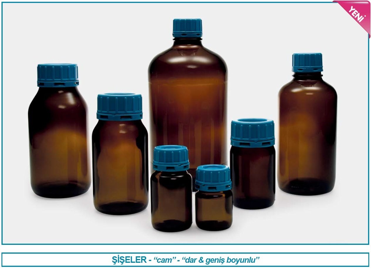 İSOLAB 061.47.050 şişe - cam - toz maddeler için - 50 ml (10 adet)