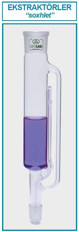 İSOLAB 036.01.150 ekstraktör - Soxhlet - musluksuz - NS 29/32 - NS 45/40 - 150 ml (1 adet)