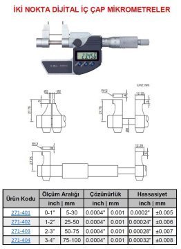 İki Nokta Dijital İç Çap Mikrometre 25-50mm