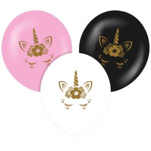 Unicorn Gold Baskılı Balon 10 Adet