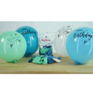 Happy Birthday Shark Baskılı Balon 10 Adet