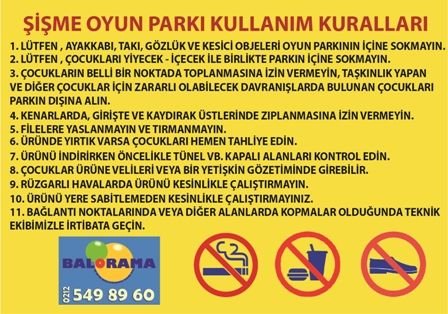 Şişme Oyun Parkı Kullanım Kuralları