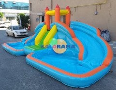 Şişme Aquapark İkili Su Kaydırağı ve Şişme Havuz