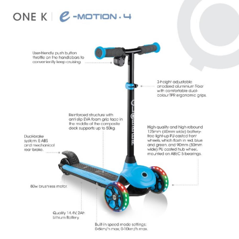 Globber Scooter / One K E-Motion 4 Işıklı Elektrikli Scooter - Pembe