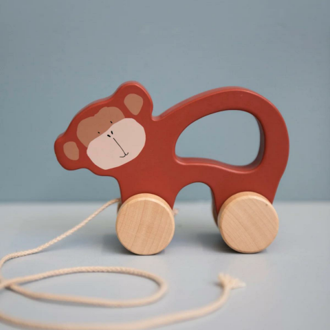 Trixie - Wooden Pull Along Toy - Ahşap İpli Oyuncak - Mr. Monkey