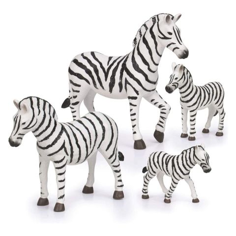 Terra Zebra Ailesi - 4 Parçalı Hayvan Ailesi Figürü Seti