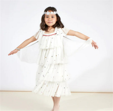 Meri Meri - Sequin Tulle Angel Costume - 3 - 4 Years - Payetli Beyaz Elbise - 3-4 Yaş