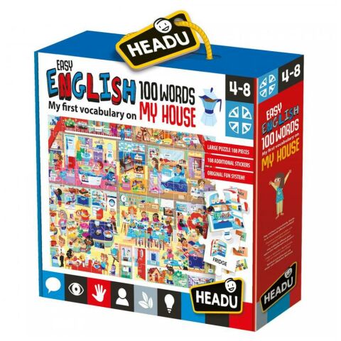 Headu Easy English 100 Words My House (4-8 Yaş Stickerlı Puzzle)