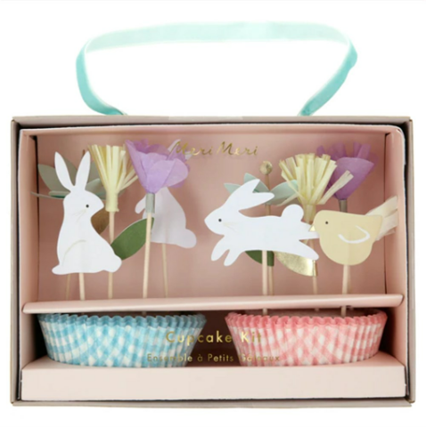 Meri Meri - Easter Cupcake Kit - Çiçekli Tavşan Cupcake Seti - 24'lü