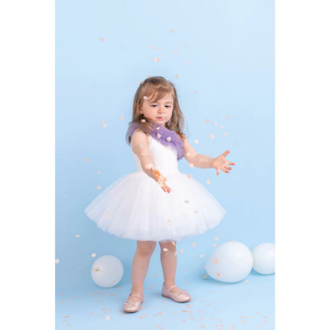 Mini Celebrities Beyaz Tek Omuz Kız Çocuk Tütü Elbise