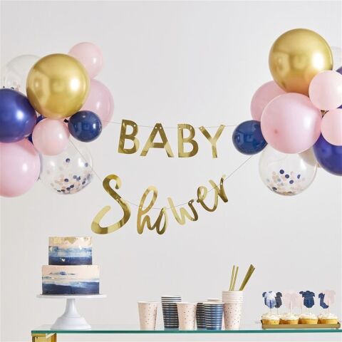 Ginger Ray - Baby Shower Yazısı ve Balon Dekorlar - Altın