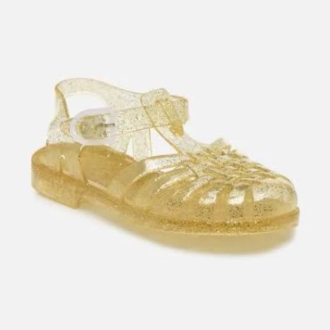 Meduse Sun Dore Pailette Sandals - Sandalet Şeffaf Simli Sarı