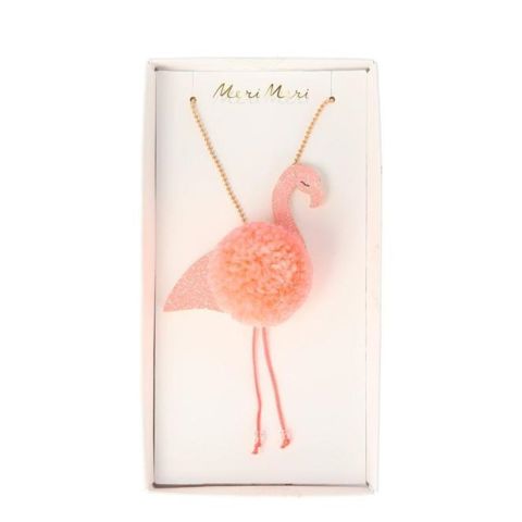 Meri Meri - Flamingo Pompom Necklace - Ponpon Flamingo Kolye