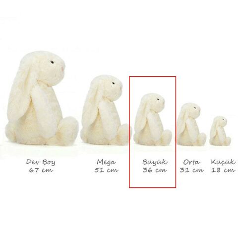 Jellycat Bashful Koyu Pembe Tavşan Büyük Boy 36 cm