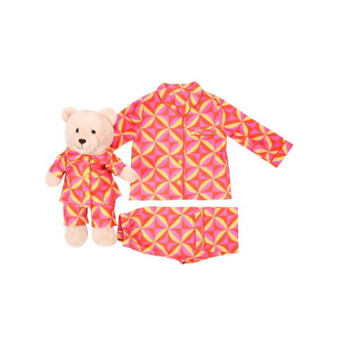 Luna Mia Retro Effect Long Sleeve Uyku Arkadaşlı Çocuk Pijama Takımı