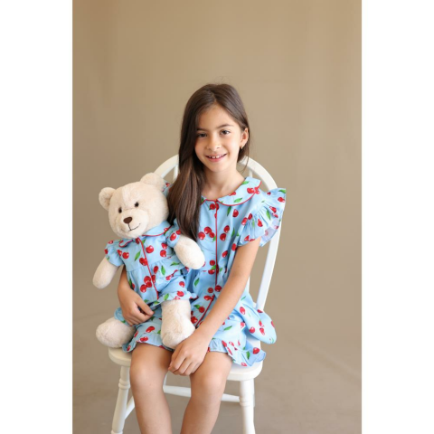 Luna Mia Summer Cherry Sleeve Uyku Arkadaşlı Çocuk Pijama Takımı