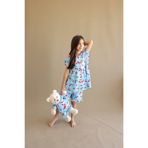 Luna Mia Summer Cherry Sleeve Uyku Arkadaşlı Çocuk Pijama Takımı